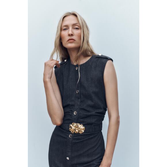 RARE!!! ZARA Belted Midi Dress NWT - Picture 7 of 14